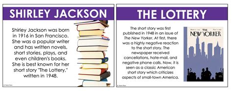 the lottery pre reading activities|Lesson Plan For Teaching Shirley Jackson's 'The Lottery'.
